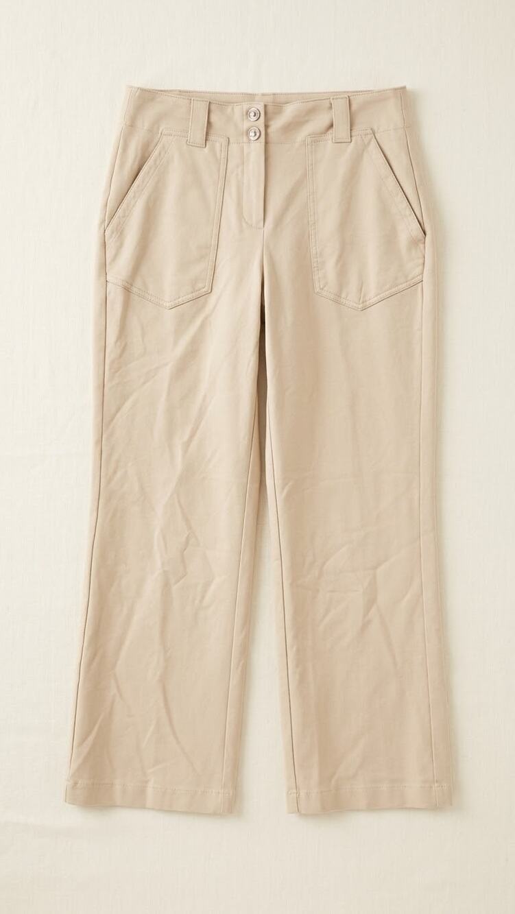 Autres Filles Wide Leg Pants L High Waist Double Button Beige